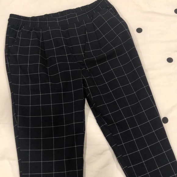 Forever 21 Pants - Plaid, navy blue, trousers